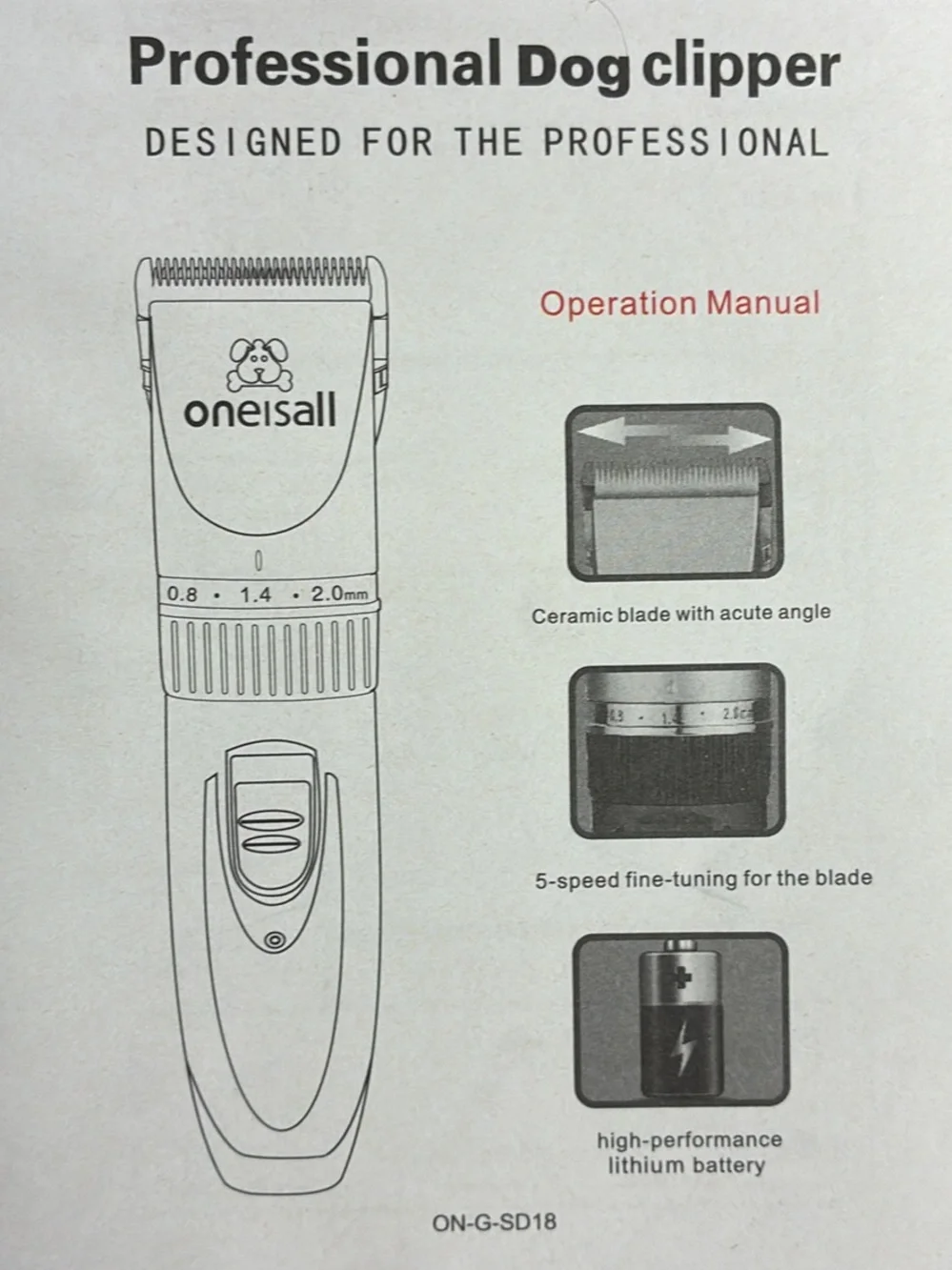 Professional Dog Clipper - White